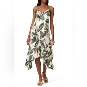 Great Jones Palm Print Asymmetrical Hem Midi Slip Tank Dress XS
